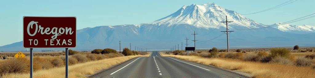 Sign reading Oregon to Texas